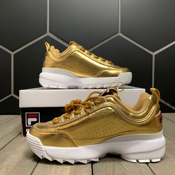Fila Disruptor II Premium Metallic Gold Sneakers - Picture 2 of 5